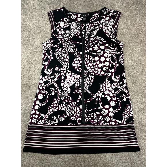 Alfani black, white, & maroon patterned tunic size M - Picture 1 of 9